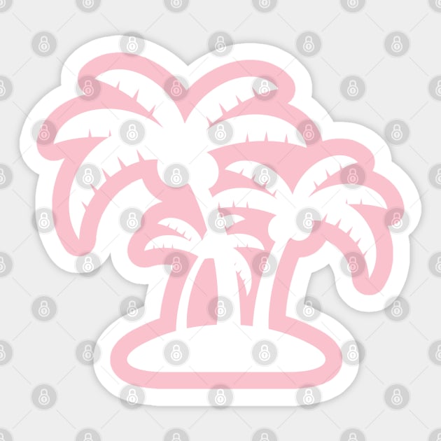 White Coconut Tree Summer Tropic Design on Pink Sticker by Syressence